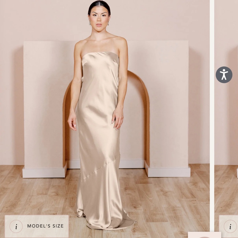 Gold Champagne revelry satin dress style Leo